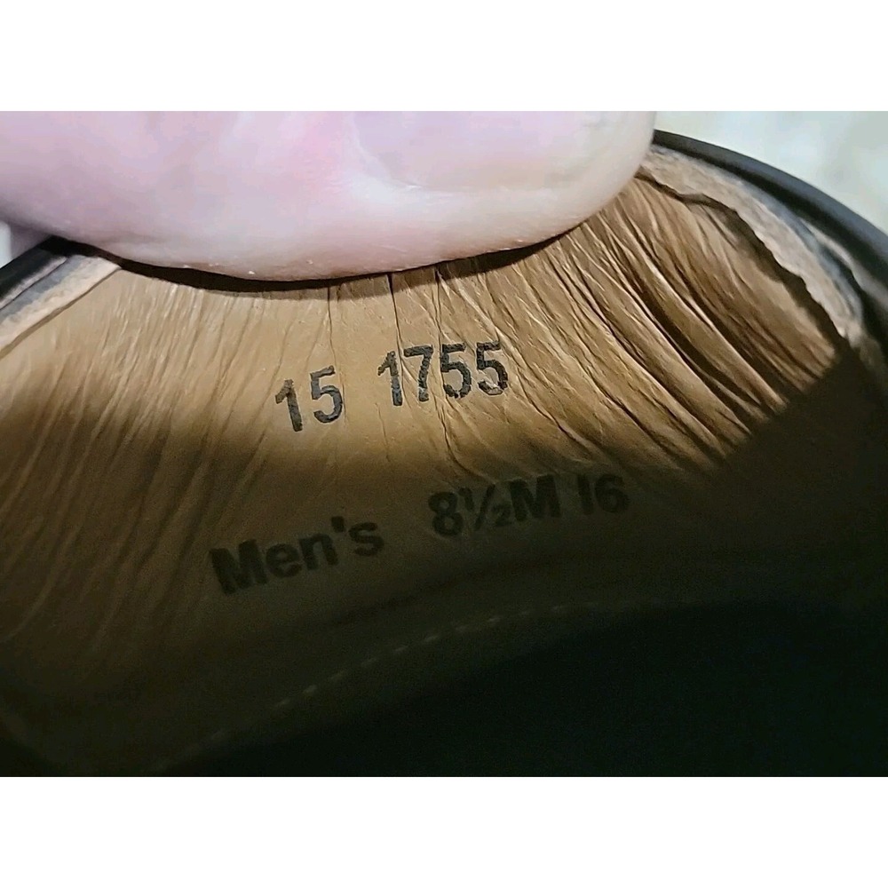 JOHNSTON & MURPHY Men's 8.5M Wingtip Brogue Black Leather Shoes MADE in India - Picture 6 of 9